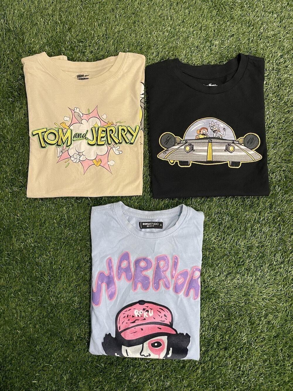 Mens Graphic T Shirt Lot Box Bundle Size M Rick And Morty Tom & Jerry Roku 3pc